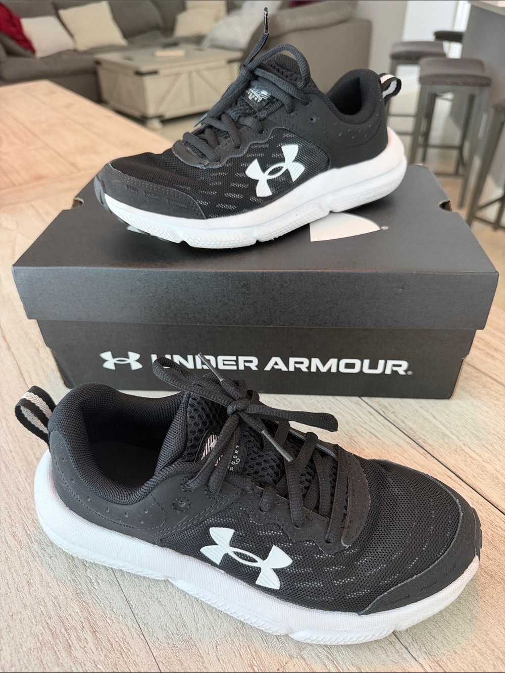 Under Armour Kids Black and White Low-Top Sneakers